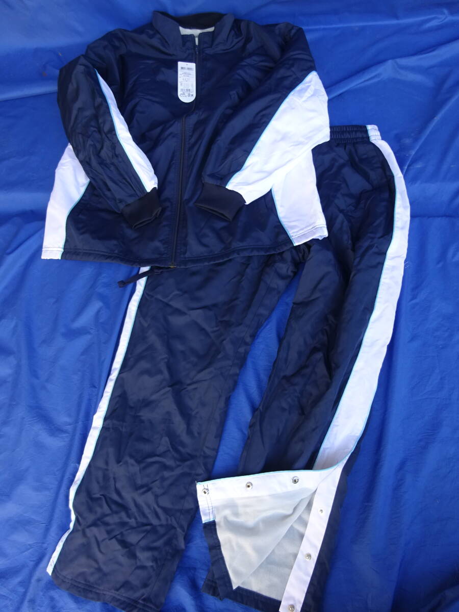 ★未使用/上下セット★Mサイズ バスケットボール ウォームアップウェア ウインドブレーカー ジャケット パンツ ネイビー防寒 バスケ メンズ_画像1