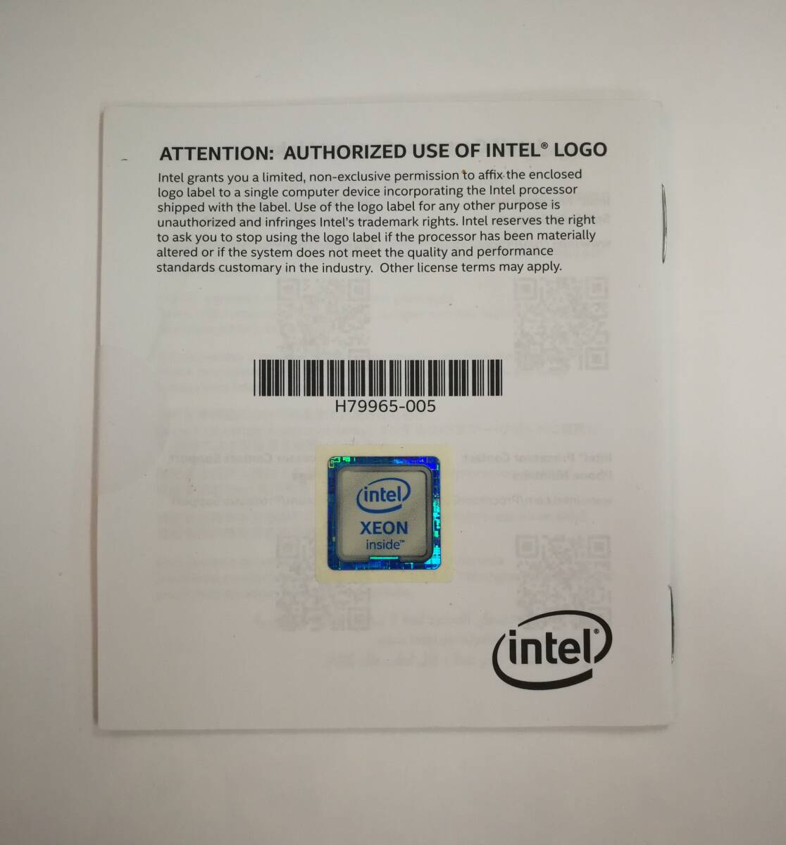 正規品 【 INTEL XEON inside 】エンブレムシール 未使用 INTEL XEON シール 複数在庫_画像1