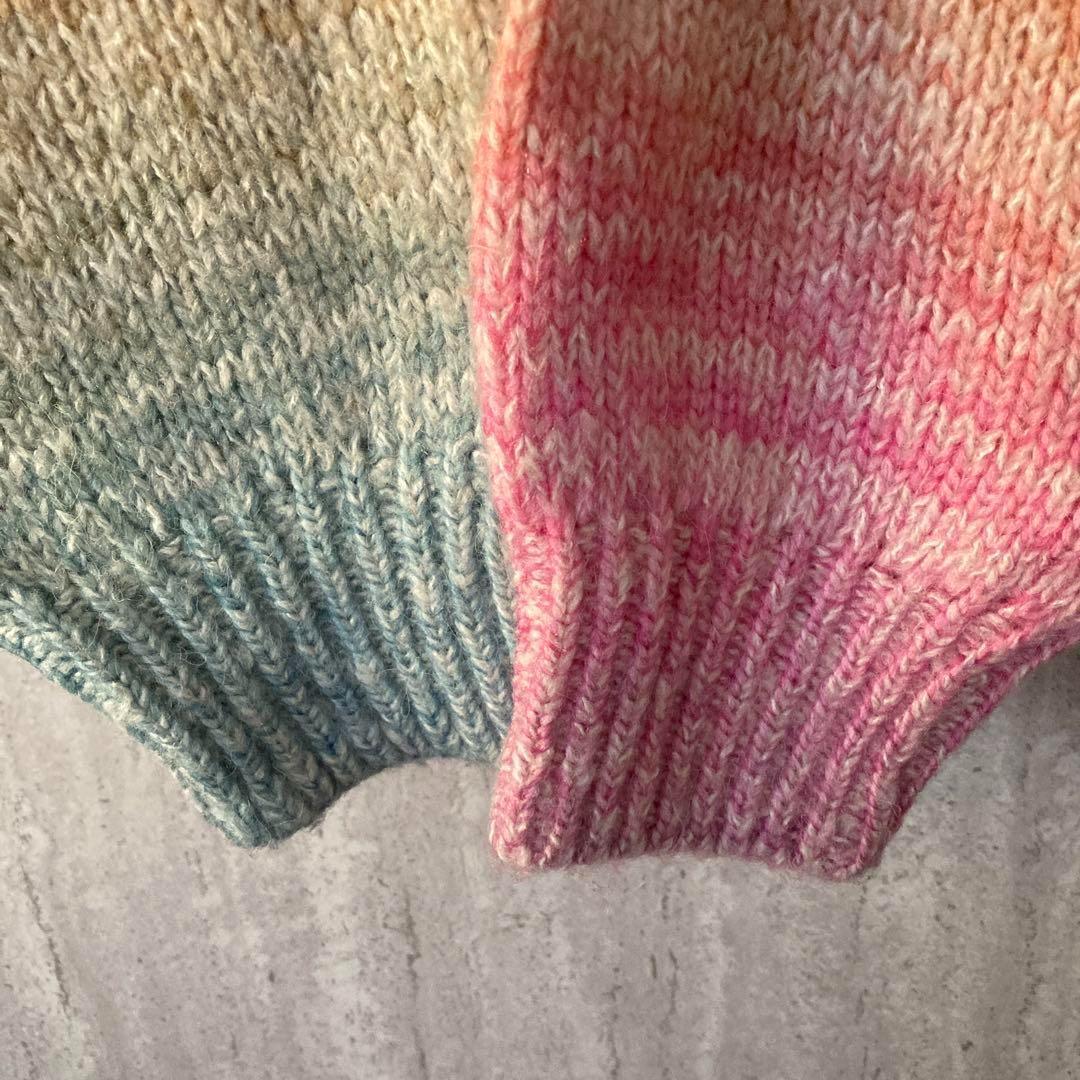 ヴィンテージ ニット カラフル ガーリー レインボー ピンク パープル_画像6