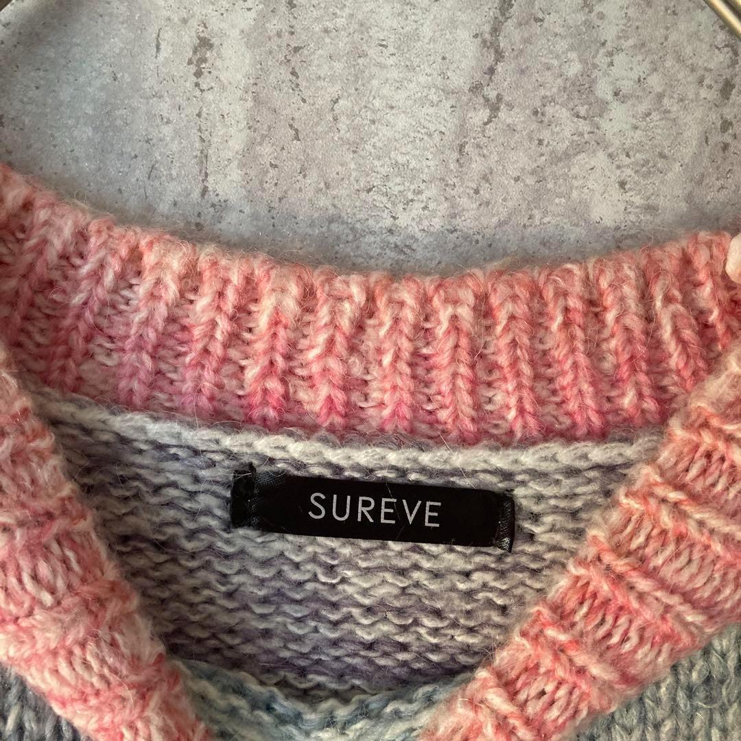 ヴィンテージ ニット カラフル ガーリー レインボー ピンク パープル_画像8