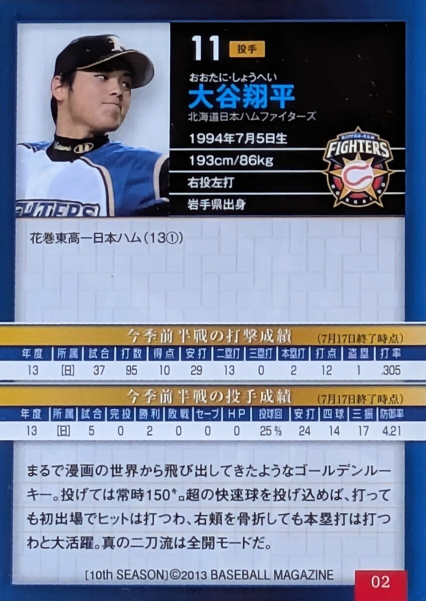 【大谷翔平 PSA9】2013 BBM 北海道日ハム10周年記念 #2 送料無料 TOPPS_画像4