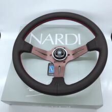 NARDI ステアリング ハンドル レザー 車改装 レース用 14インチ スポーツステアリング ホイール ドリフト レッドライン チタン色9AT0083_画像1