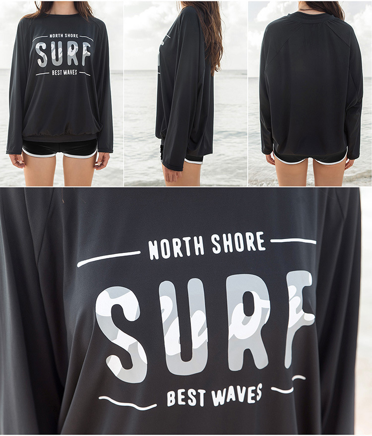 値下げ！ラッシュガード レディース 日焼け防止 体型カバー 水着 レディース 長袖ラッシュガード 4点上下セット_画像4