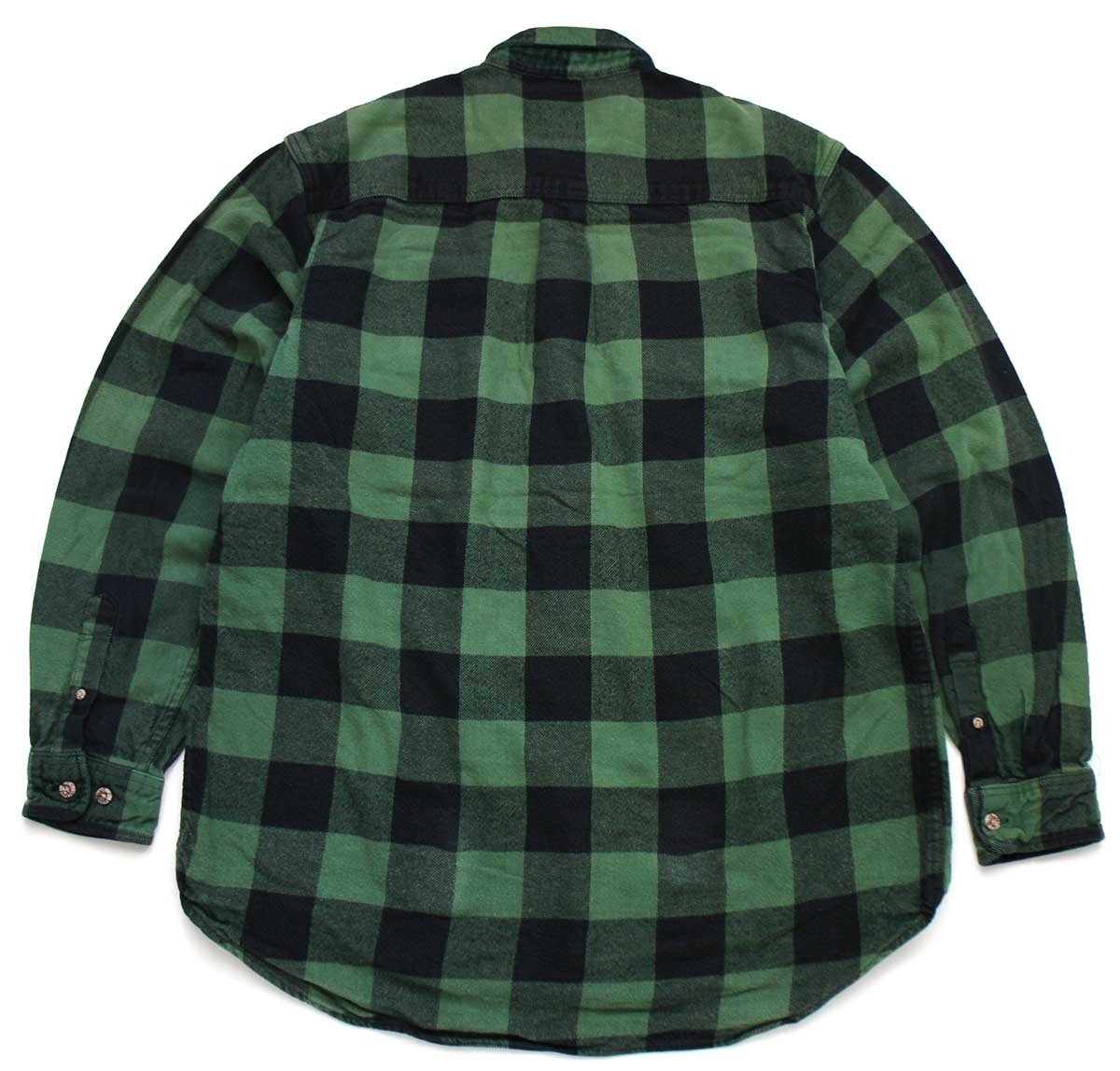 ★FIELD&STREAM バッファローチェック コットン フランネルシャツ 緑×黒★ブロック アウトドア ヘビーネル オーバーサイズ ビッグサイズ_画像2
