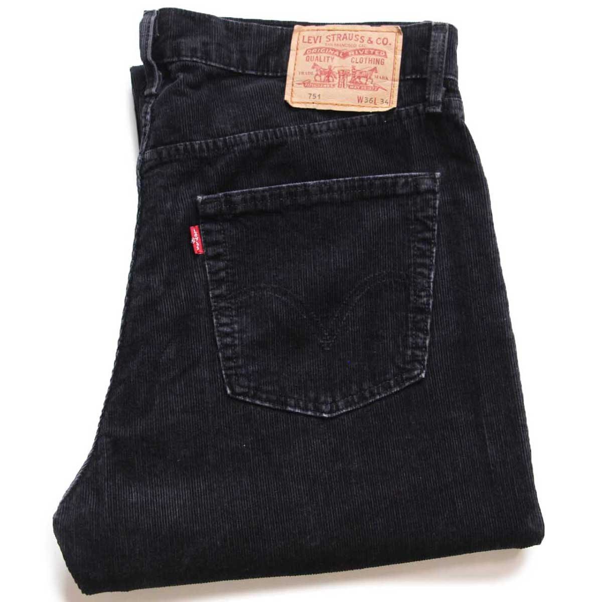 ★00s トルコ製 Levi'sリーバイス 751 コーデュロイパンツ 黒 W36 L34★ユーロ ヨーロッパ オールド ストレート ブラック_画像1