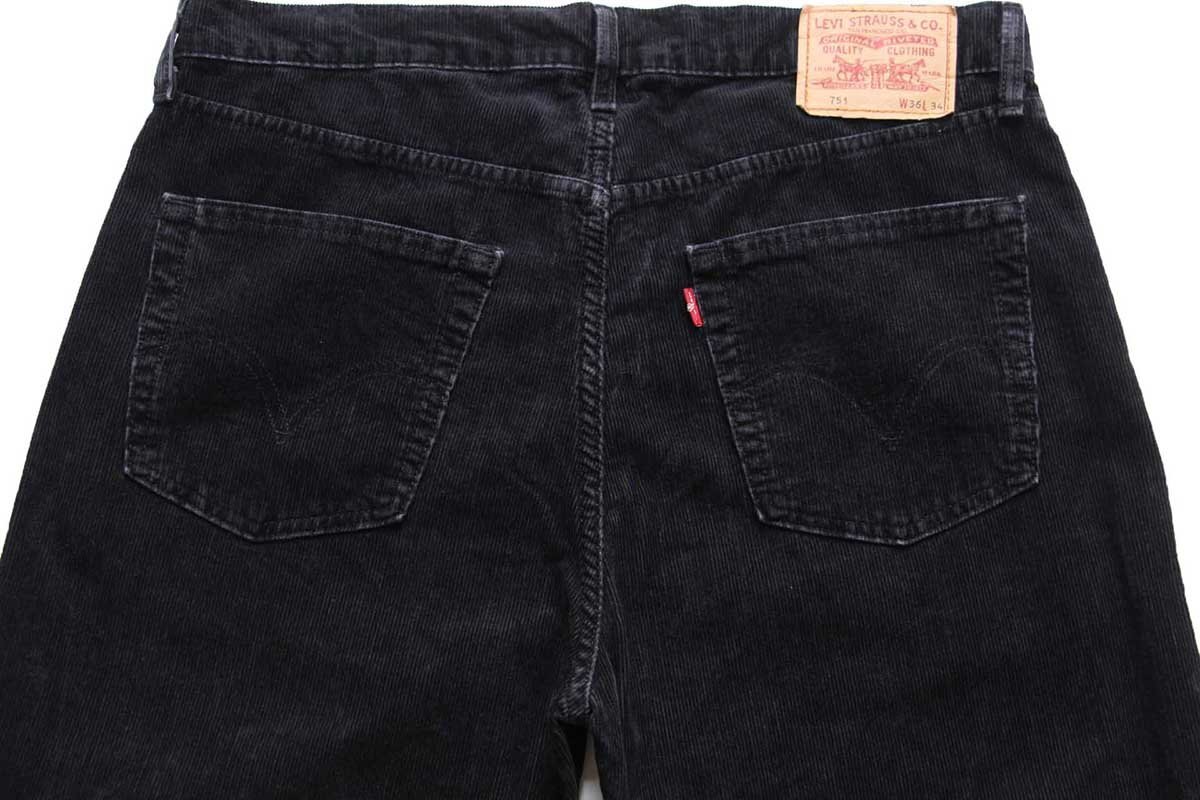 ★00s トルコ製 Levi'sリーバイス 751 コーデュロイパンツ 黒 W36 L34★ユーロ ヨーロッパ オールド ストレート ブラック_画像5