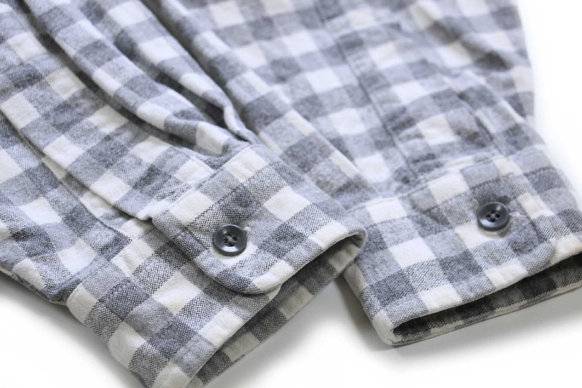 ★80s USA製 L.L.Bean CHAMOIS CLOTH SHIRT ギンガムチェック コットン シャモアクロスシャツ グレー×白 17.5★ビンテージ ビッグサイズ_画像6