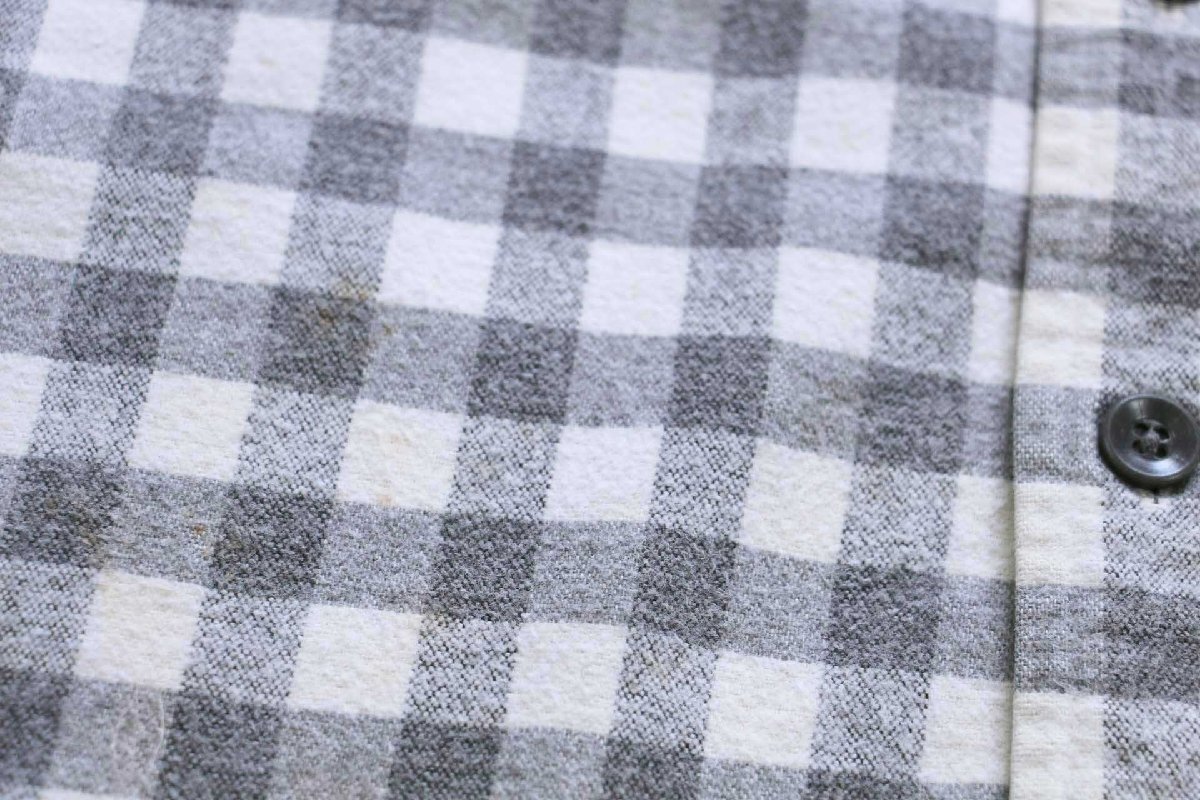 ★80s USA製 L.L.Bean CHAMOIS CLOTH SHIRT ギンガムチェック コットン シャモアクロスシャツ グレー×白 17.5★ビンテージ ビッグサイズ_画像7