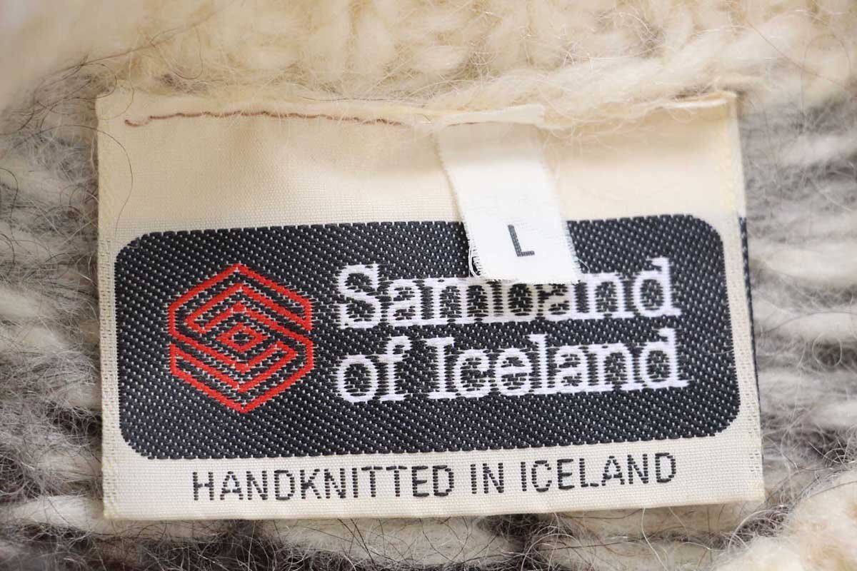 ★アイスランド製 Samband of Iceland 丸ヨーク ノルディック柄 ウール ハンドニット セーター L★オールド 北欧 ユーロ ハンドメイド_画像4