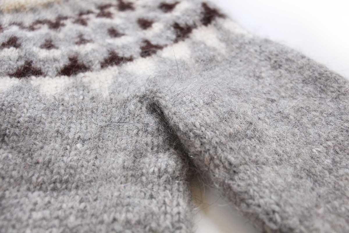 ★アイスランド製 Samband of Iceland 丸ヨーク ノルディック柄 ウール ハンドニット セーター L★オールド 北欧 ユーロ ハンドメイド_画像6