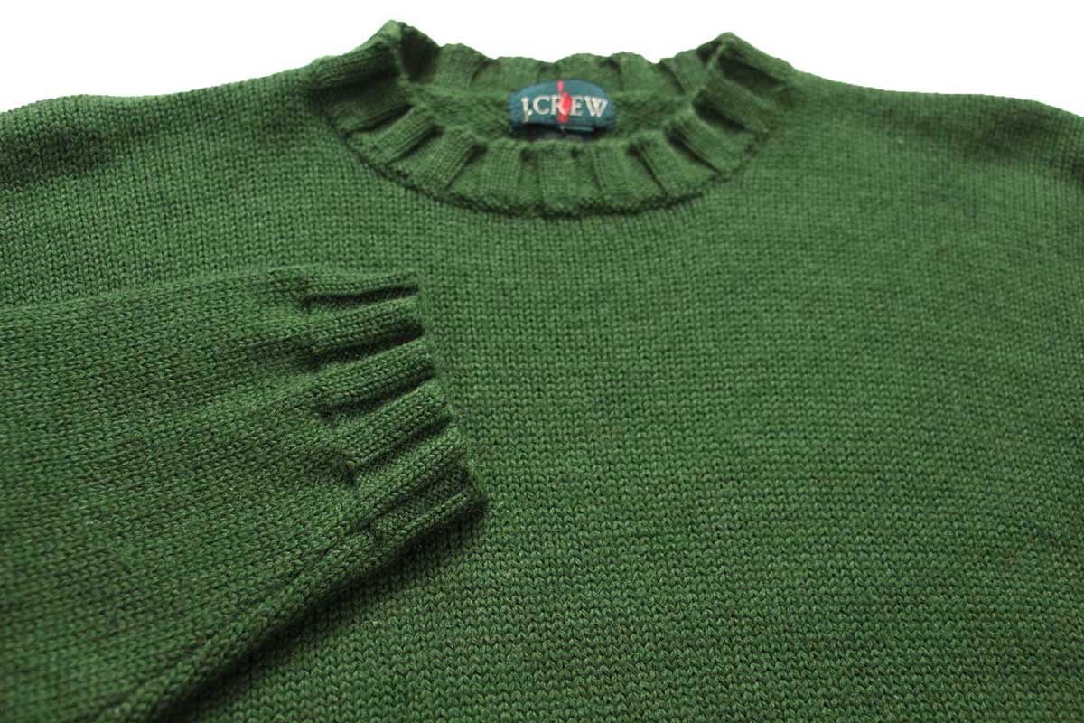 ★90s J.CREW 無地 ウールニット セーター 緑 L★オールド ビンテージ 巨人タグ グリーン オーバーサイズ ビッグサイズ_画像3