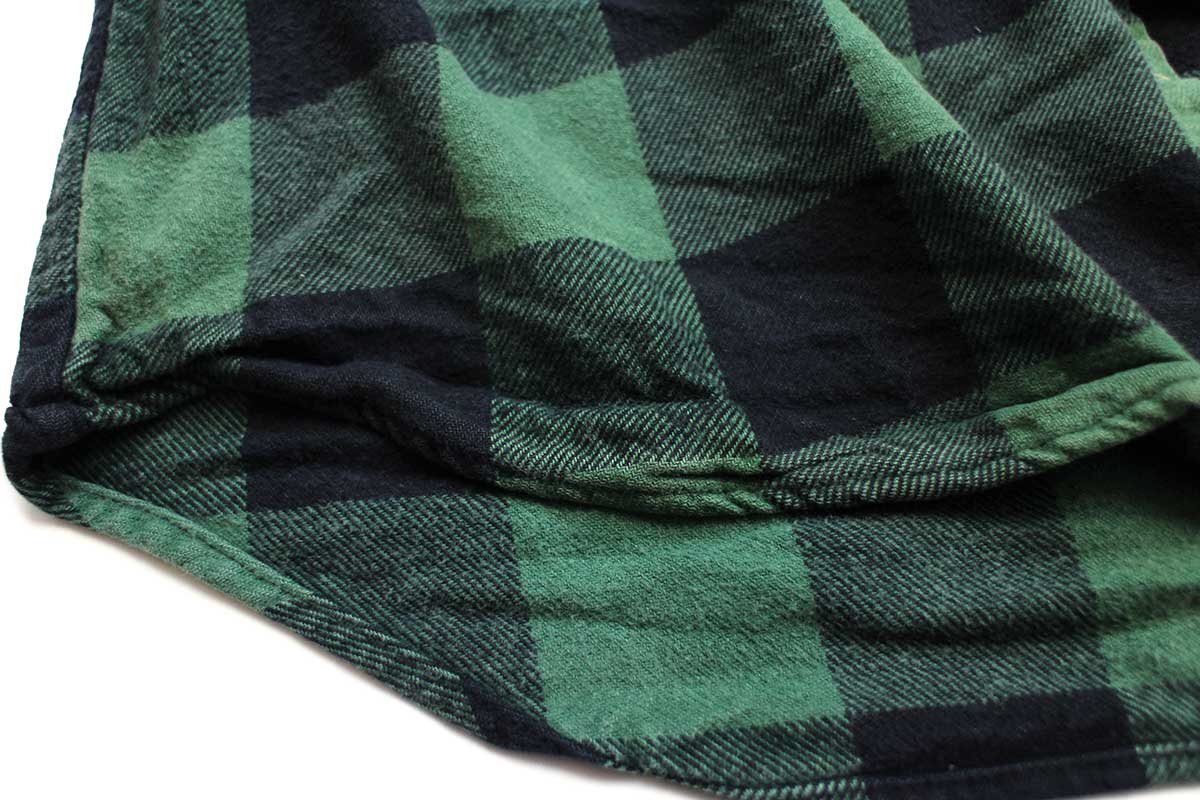 ★FIELD&STREAM バッファローチェック コットン フランネルシャツ 緑×黒★ブロック アウトドア ヘビーネル オーバーサイズ ビッグサイズ_画像5
