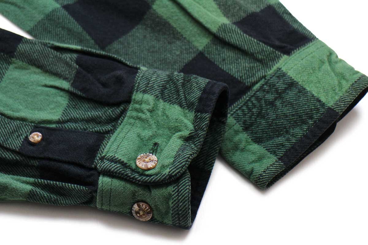 ★FIELD&STREAM バッファローチェック コットン フランネルシャツ 緑×黒★ブロック アウトドア ヘビーネル オーバーサイズ ビッグサイズ_画像6