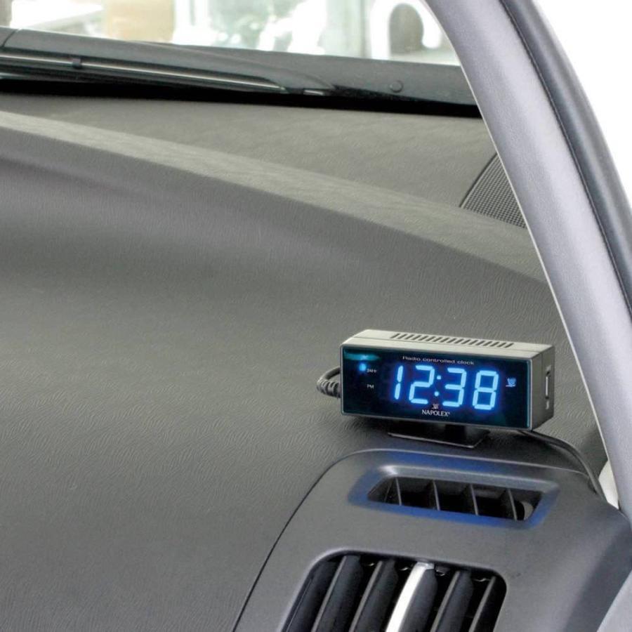【アウトレット品】 電波時計 見やすいLED発光表示 時間合わせ不要 デジタル表示 コンパクトサイズ 時計 車 カーアクセサリー FIZZ-870_画像4