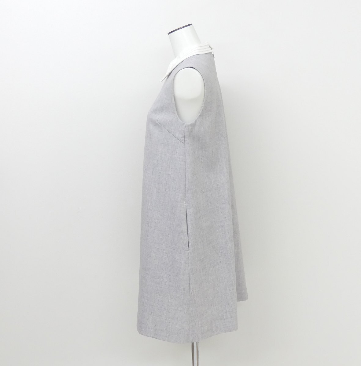 CELFORD セルフォード 襟付きAラインタックワンピース 36 グレー 白襟 ポリエステルBLEND '23年商品 231072_画像2