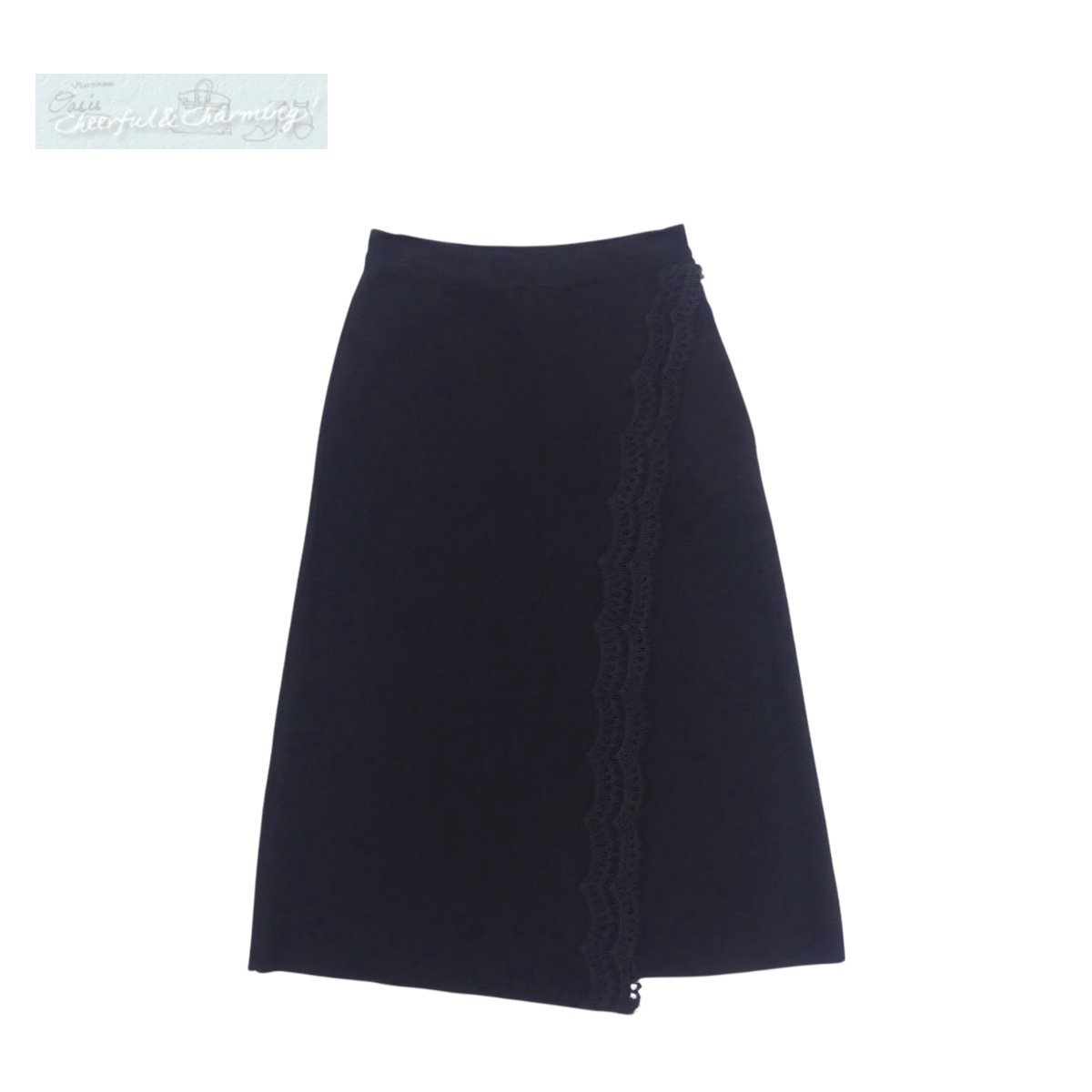 Drawer ニットスカート 2 ブラック レーヨンBLEND レース '25年商品 6524-199-1923_画像1