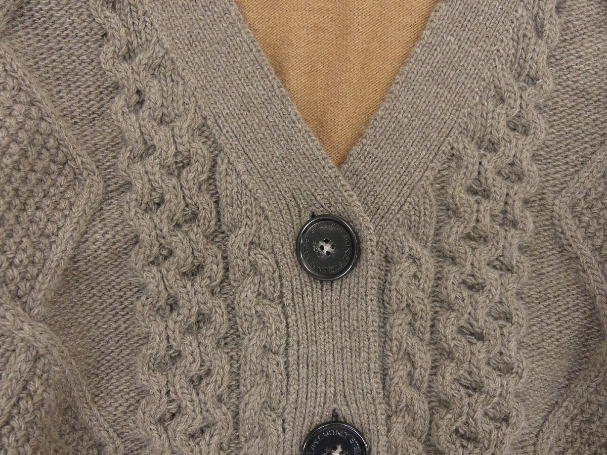Sランク STELLA McCARTNEY ハイブリッドクロップドカーディガン M ブラウン ウール ケーブル編み '25年商品 6K09453S25482090_画像2