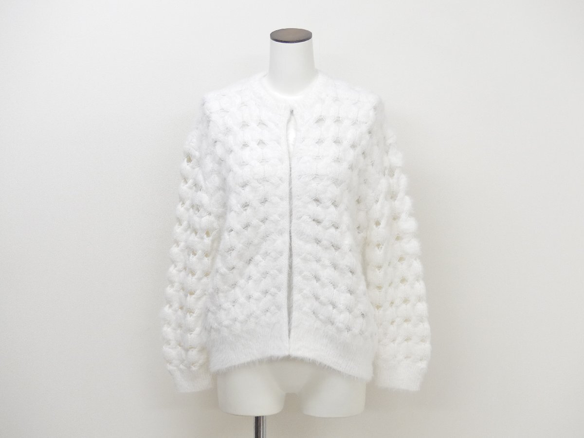 Drawer ファーアイレットカーディガン F ホワイト コットンBLEND 6515-199-0661 '25年RESORT_画像2