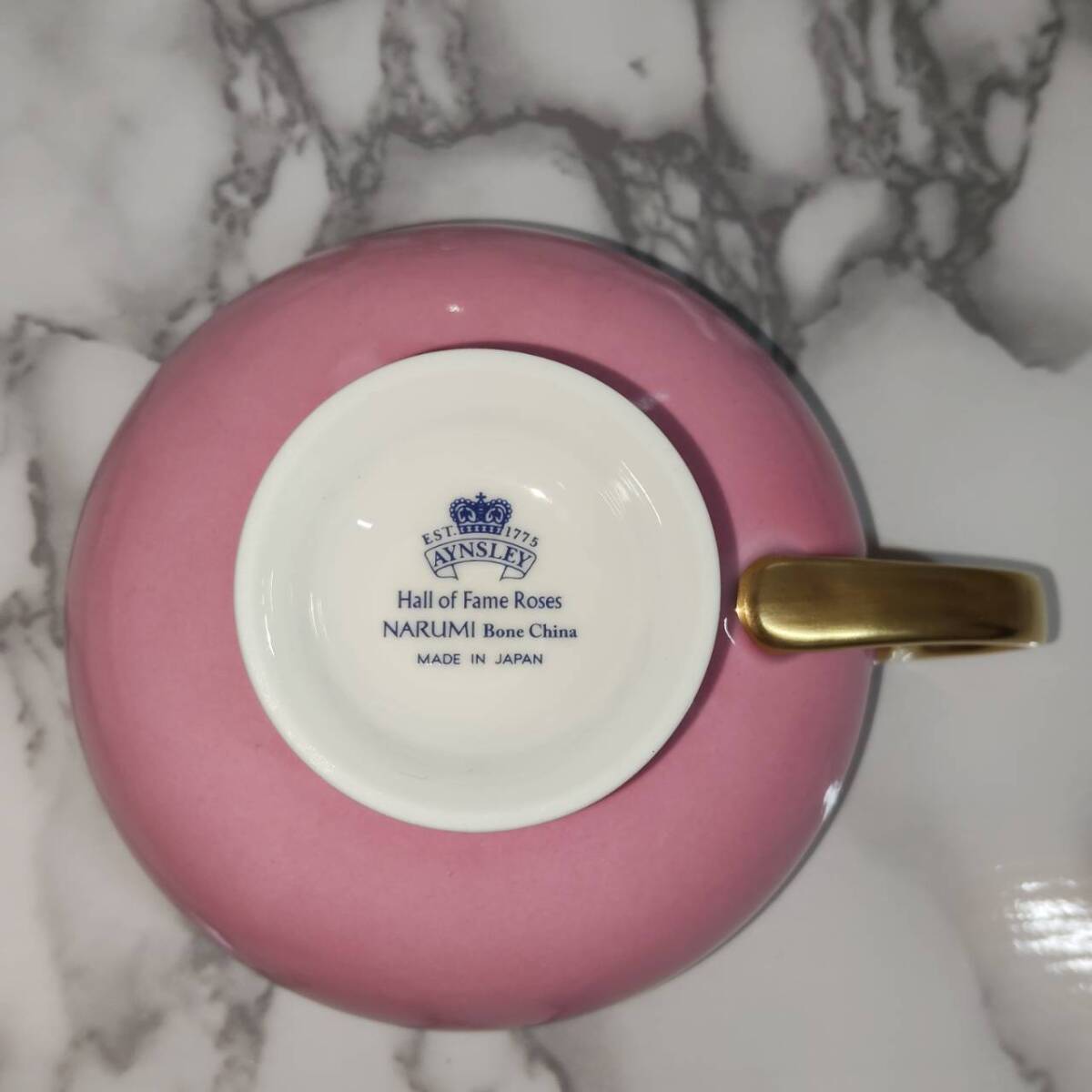 【H1022〇】AYNSLEY ティーセット 1客 Hall of Fame Roses NARUMI Bone China ピンク 金縁 ティーカップ ソーサー 陶器 エインズレイ_画像5