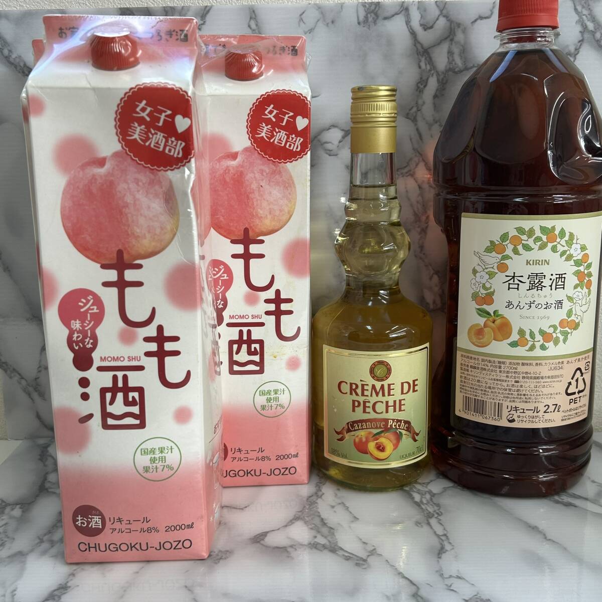 【S1114】同梱不可※20歳未満への酒類の販売はしません※千葉県内発送限定 リキュール 果実酒 まとめ もも酒 クレームドペシャ 杏露酒_画像1