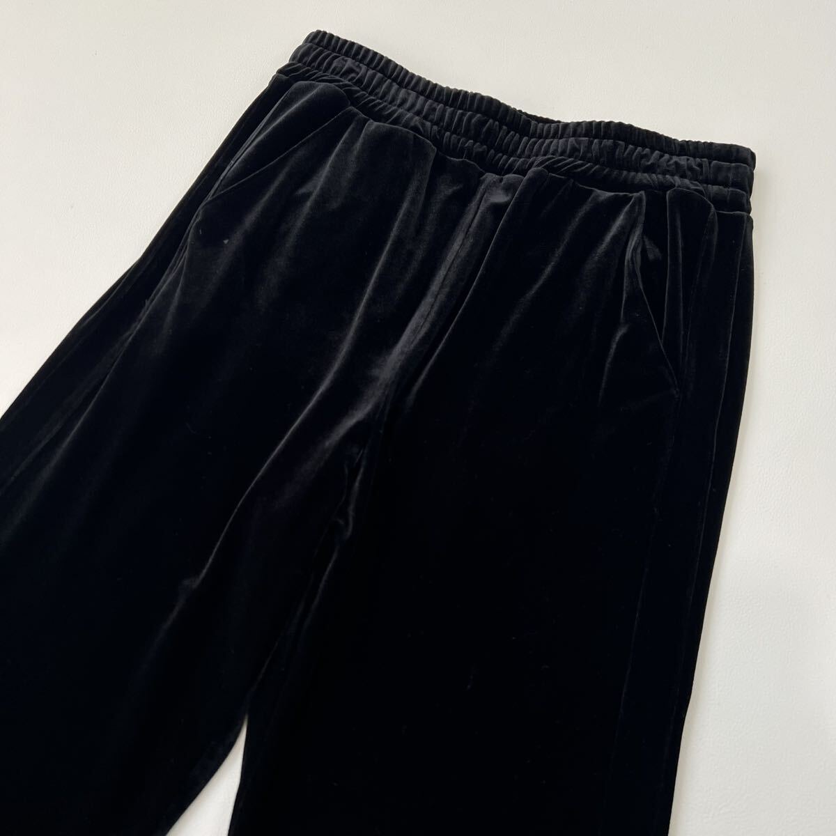  прекрасный товар RHC Ron Herman Ron Herman широкий брюки велюр брюки оттенок черного талия резина XS женский 