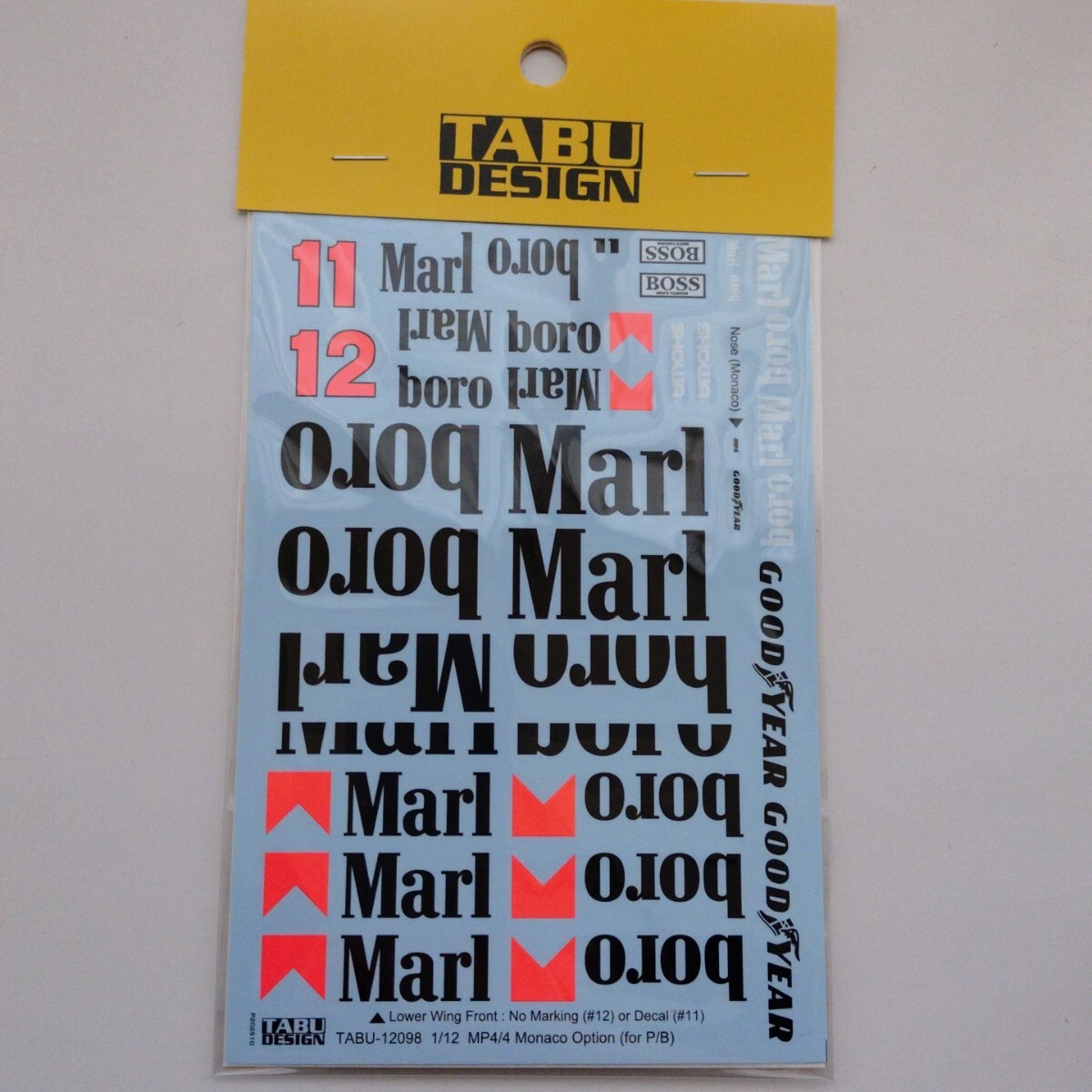 1/12 プラッツ/BEEMAX フォーミュラシリーズ マクラーレン MP4/4用 1988 ディテールアップパーツ【EX12002】未組立品TABU DESIGNデカール付_画像5