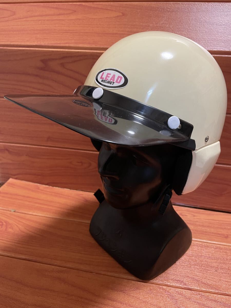  редкость подлинная вещь Vintage неиспользуемый товар LEAD RT-6( АО ) Lead промышленность шлем Lead длинный с козырьком . белый semi-cap полушлем Showa 