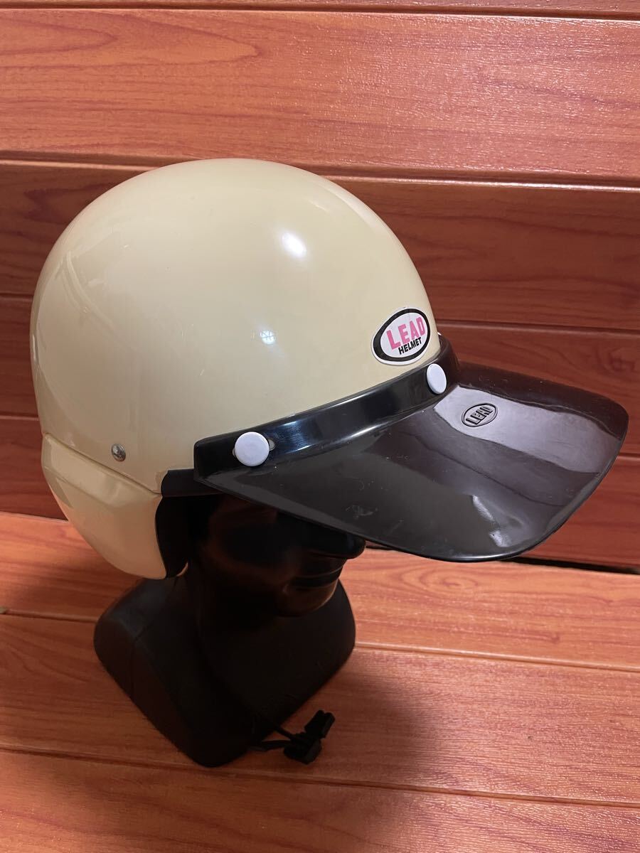  редкость подлинная вещь Vintage неиспользуемый товар LEAD RT-6( АО ) Lead промышленность шлем Lead длинный с козырьком . белый semi-cap полушлем Showa 