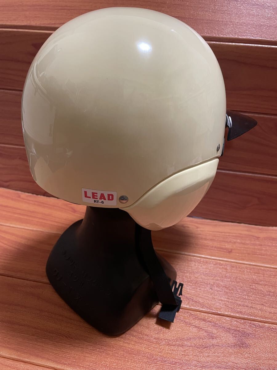  редкость подлинная вещь Vintage неиспользуемый товар LEAD RT-6( АО ) Lead промышленность шлем Lead длинный с козырьком . белый semi-cap полушлем Showa 