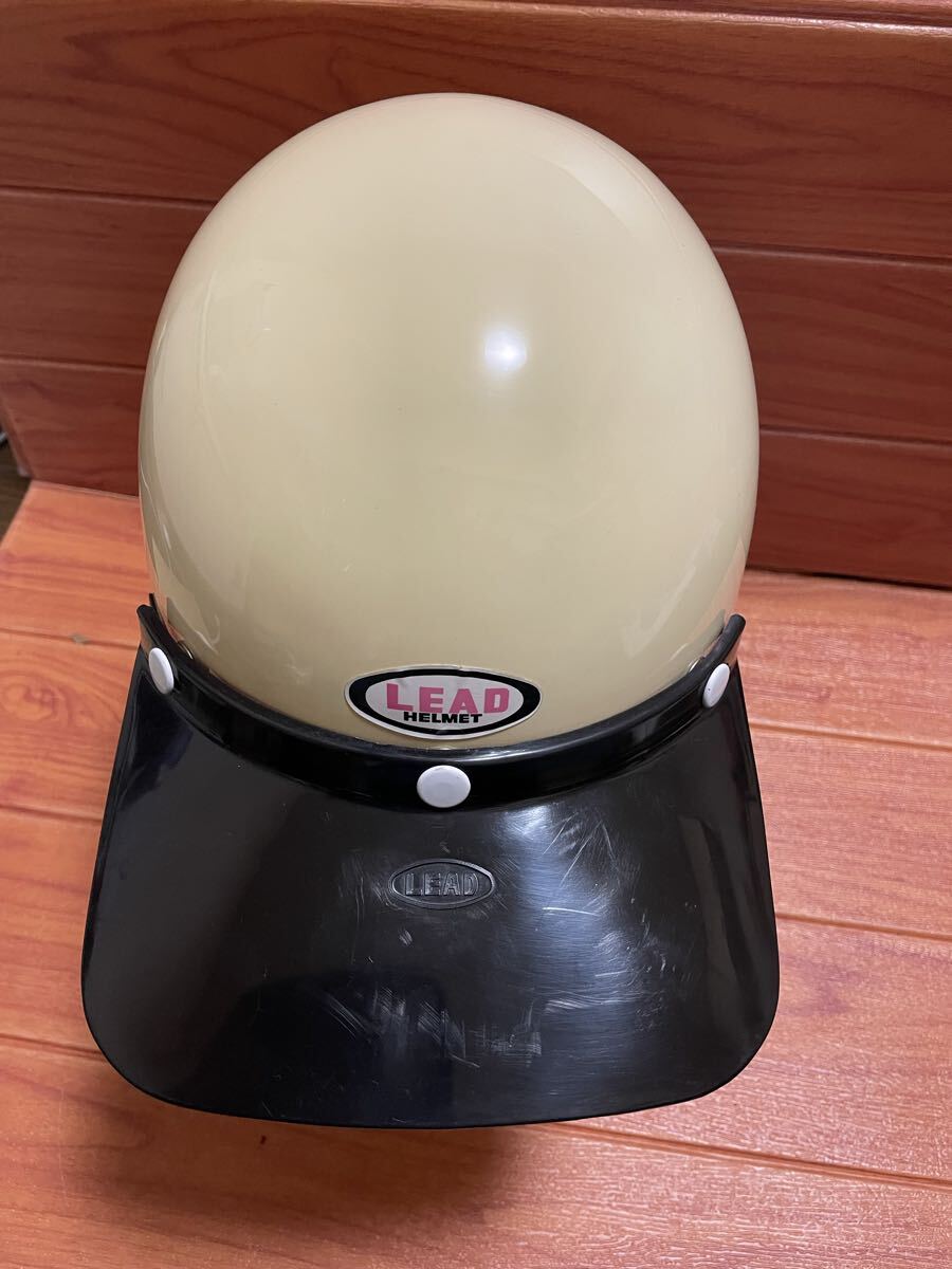  редкость подлинная вещь Vintage неиспользуемый товар LEAD RT-6( АО ) Lead промышленность шлем Lead длинный с козырьком . белый semi-cap полушлем Showa 
