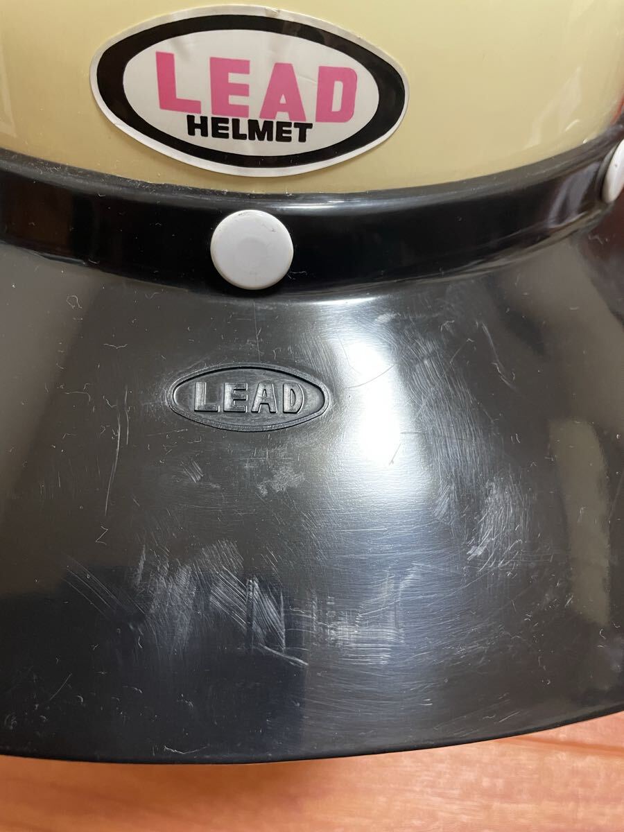  редкость подлинная вещь Vintage неиспользуемый товар LEAD RT-6( АО ) Lead промышленность шлем Lead длинный с козырьком . белый semi-cap полушлем Showa 