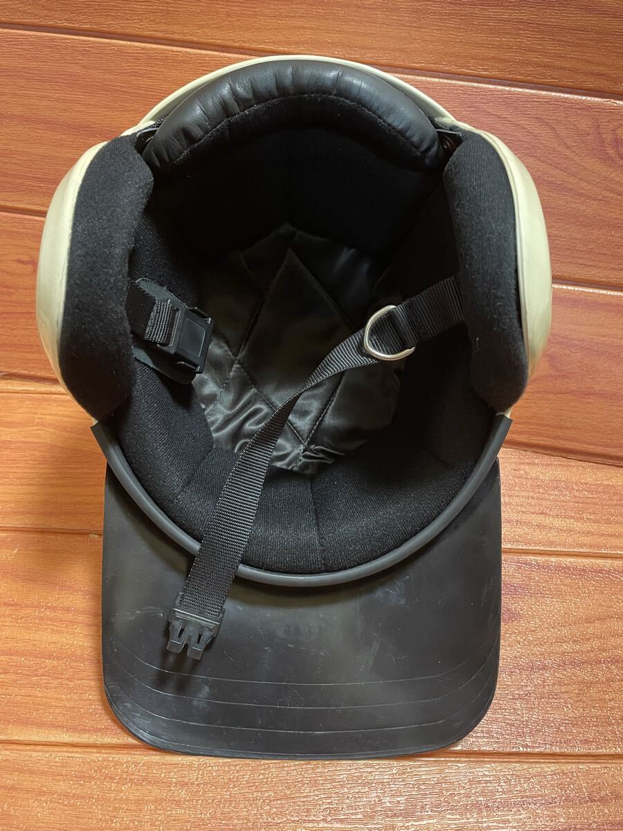  редкость подлинная вещь Vintage неиспользуемый товар LEAD RT-6( АО ) Lead промышленность шлем Lead длинный с козырьком . белый semi-cap полушлем Showa 