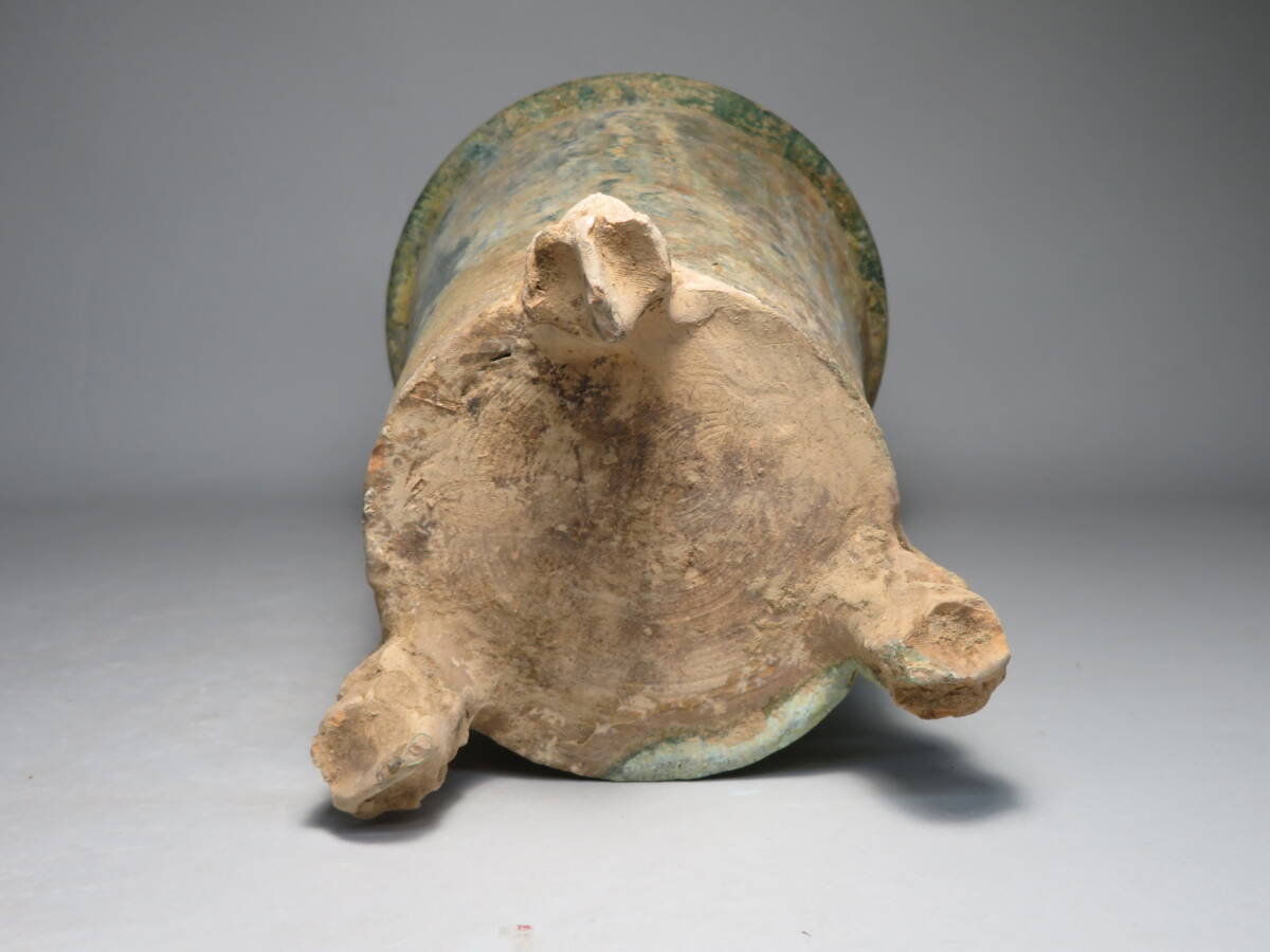 「都内コレクター所蔵品」 漢時代　緑釉三足穀倉壺　中国美術　東漢時代　◆加彩 花瓶 発掘 彩文土器 彩陶壺lot:112808_画像6