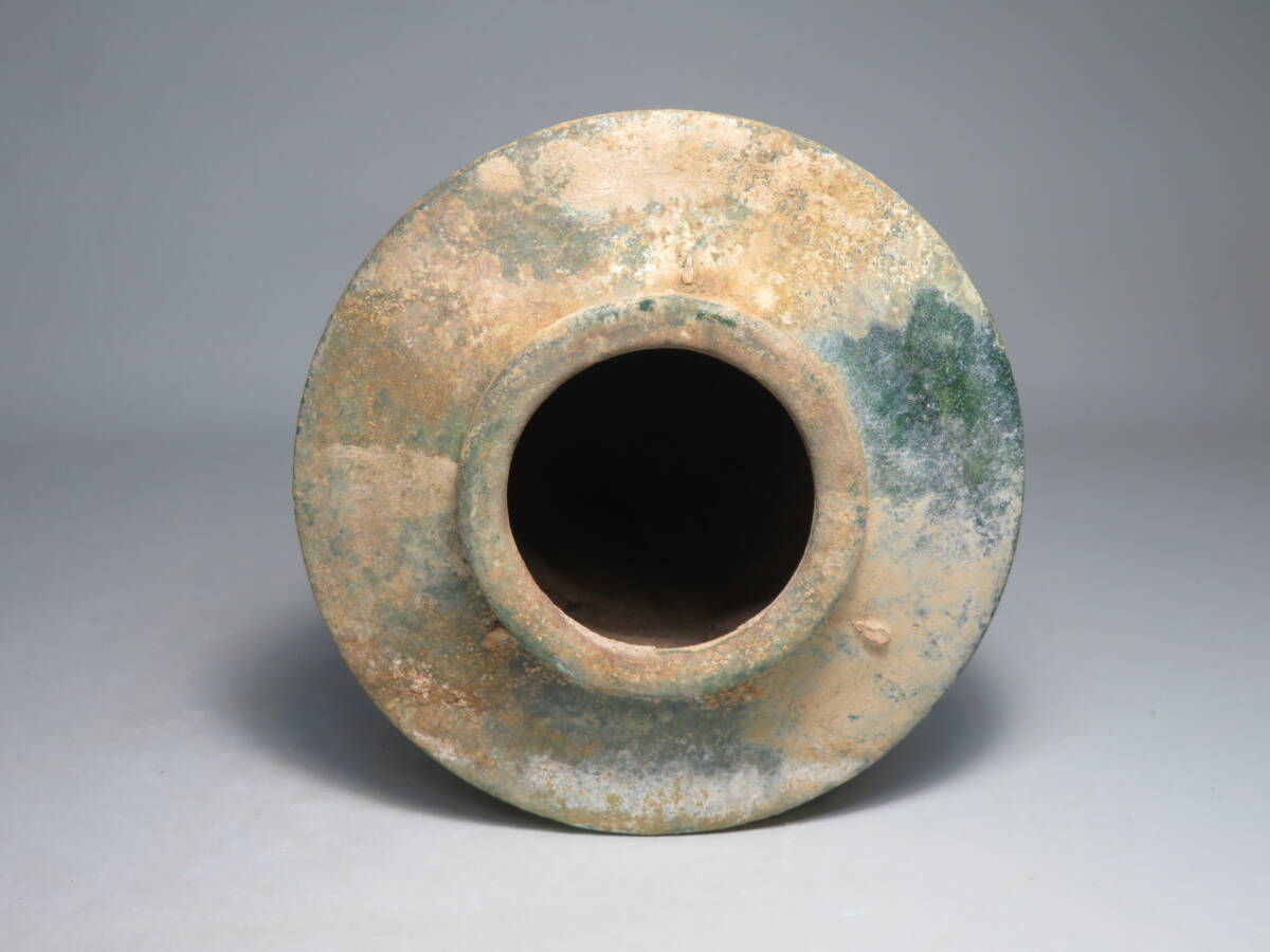 「都内コレクター所蔵品」 漢時代　緑釉三足穀倉壺　中国美術　東漢時代　◆加彩 花瓶 発掘 彩文土器 彩陶壺lot:112808_画像5