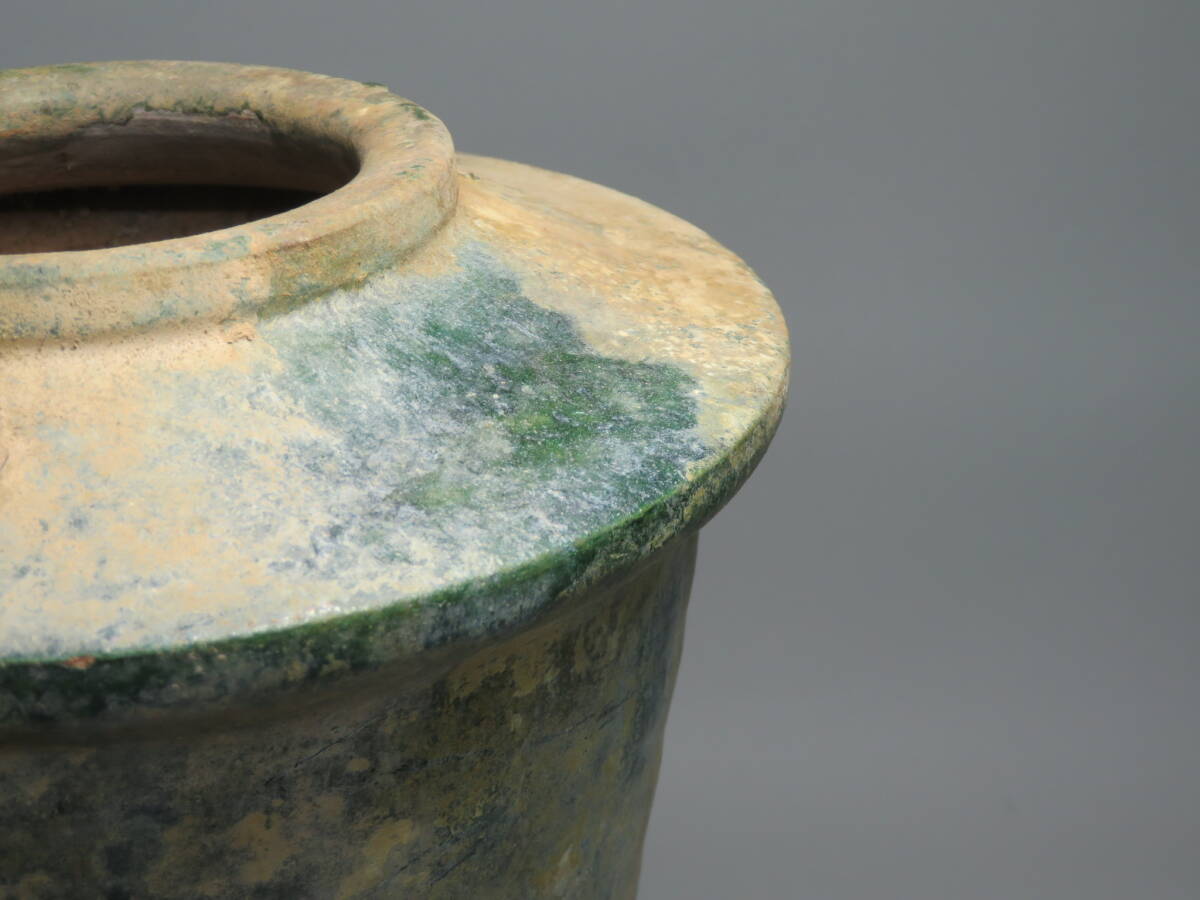 「都内コレクター所蔵品」 漢時代　緑釉三足穀倉壺　中国美術　東漢時代　◆加彩 花瓶 発掘 彩文土器 彩陶壺lot:112808_画像7