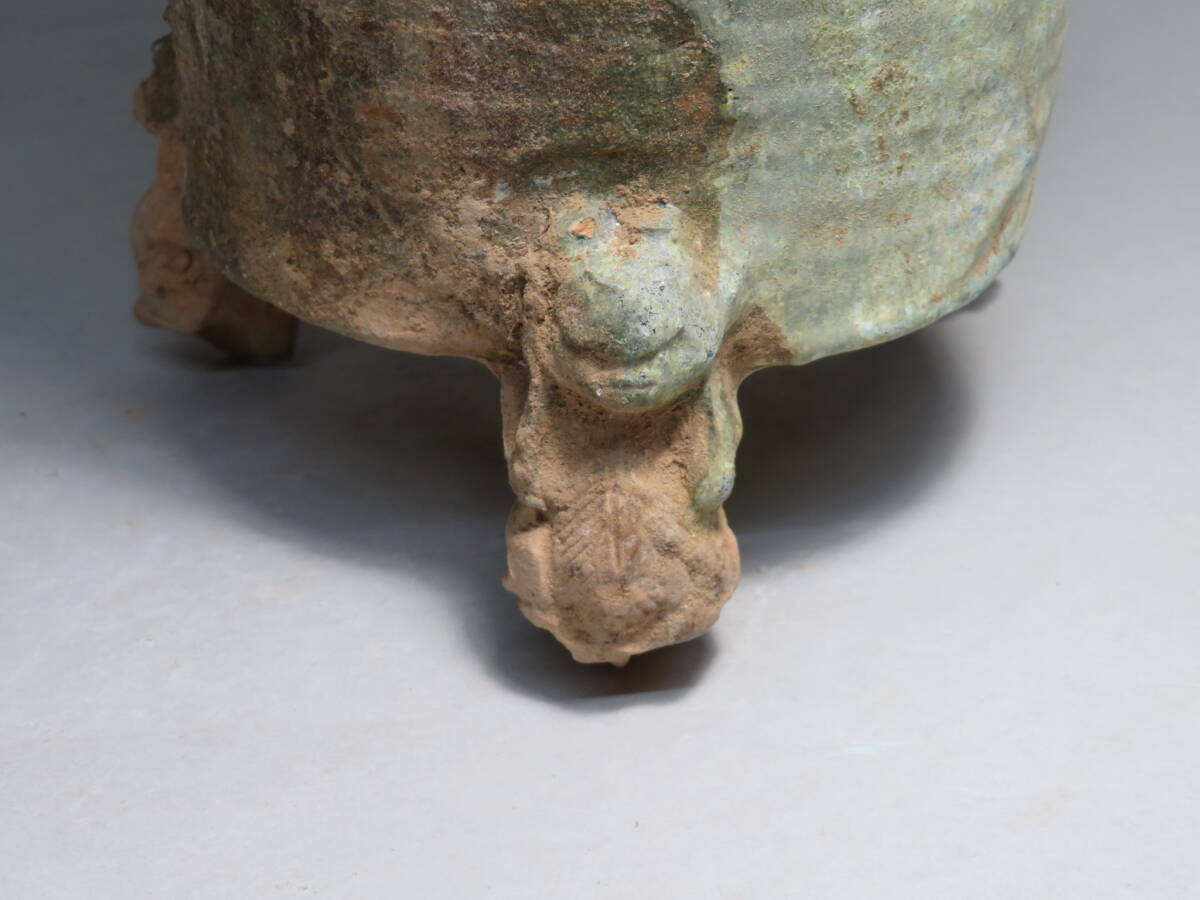 「都内コレクター所蔵品」 漢時代　緑釉三足穀倉壺　中国美術　東漢時代　◆加彩 花瓶 発掘 彩文土器 彩陶壺lot:112808_画像9