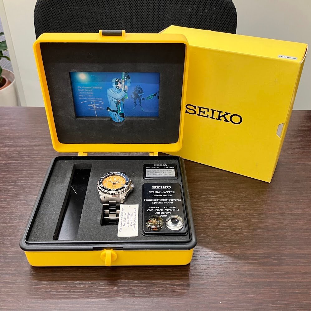 ★☆5 SEIKO SCUBA MASTER KINETIC PIPIN LIMITED EDITION 腕時計 セイコー スキューバマスター1 SBCW007 5M45-6A60 チタニウム 稼働 中古_画像10