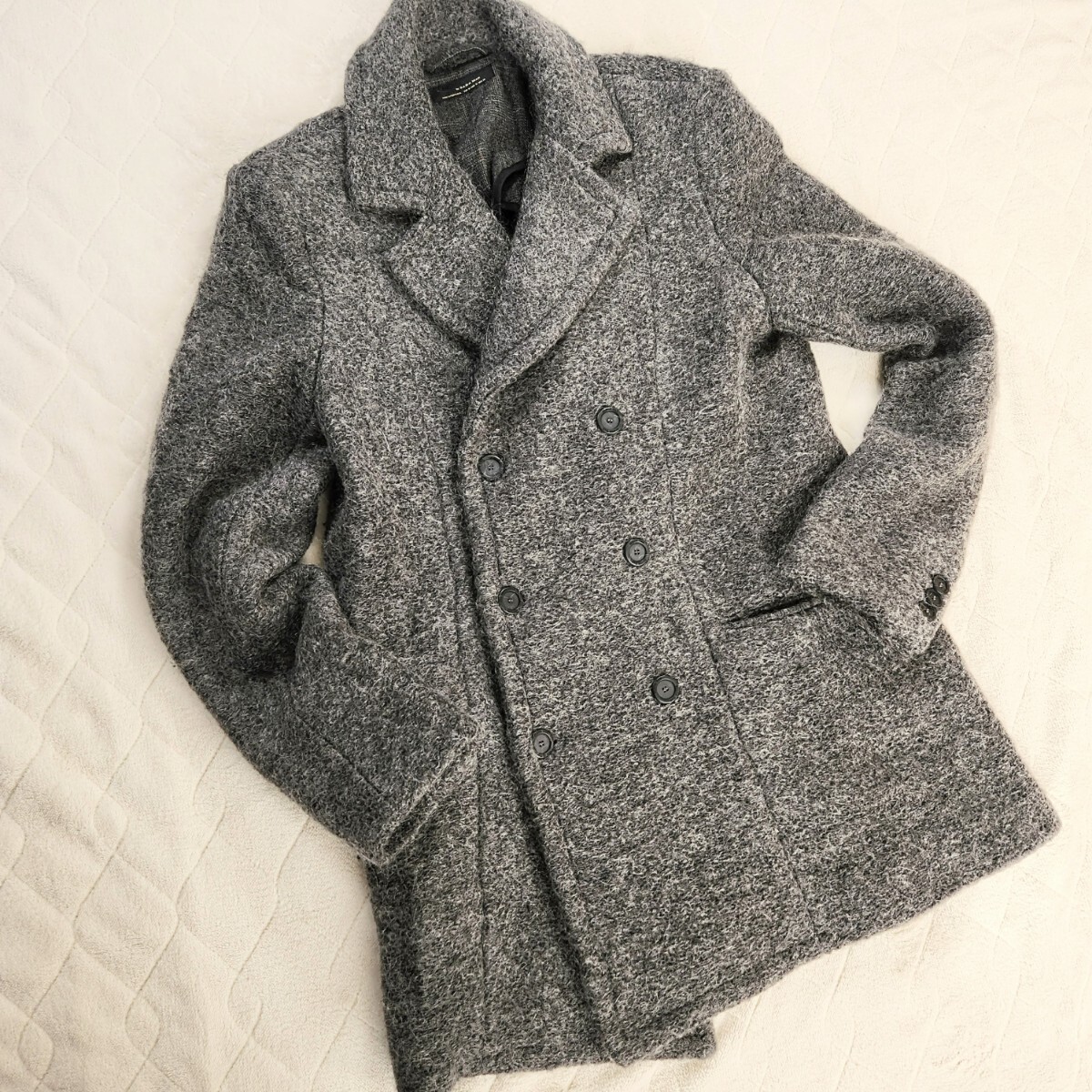 ZARA MAN　チェスターコート　モヘア　グレー_画像2