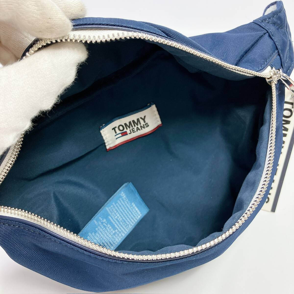 D2014◯ TOMMY JEANS トミージーンズ ショルダーバッグ ロゴショルダー ファスナー キャンバス ネイビー 紺 ポケット ユニセックス_画像7