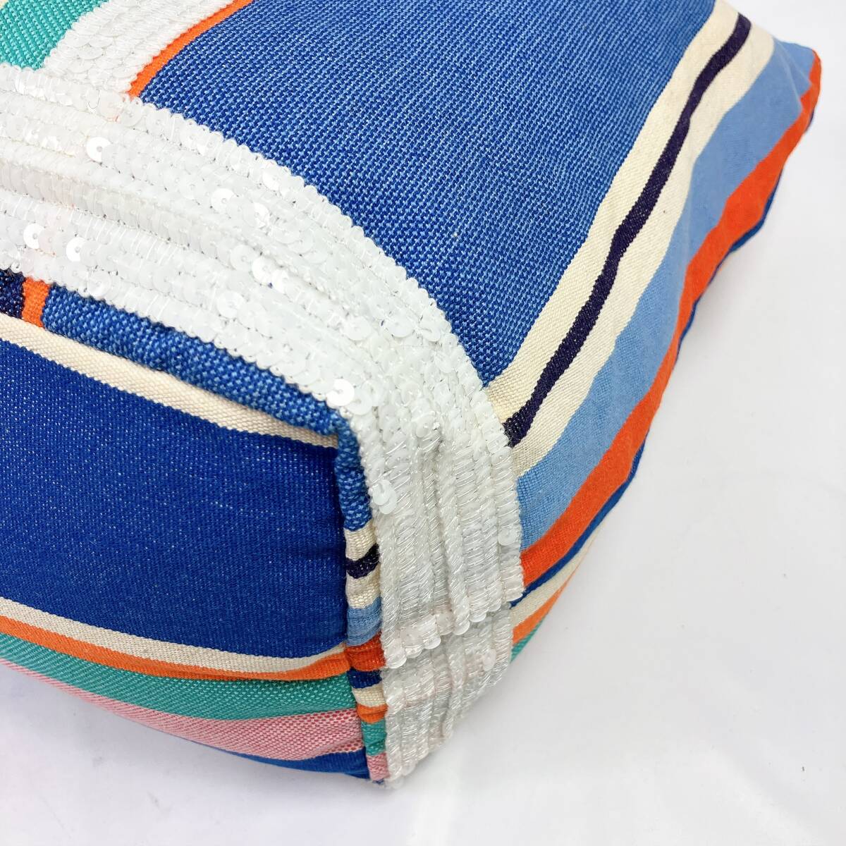 D20380 Vanessabruno Vanessa Bruno Le Cabasla* бегемот s парусина большая сумка Франция производства полоса голубой белый синий белый 