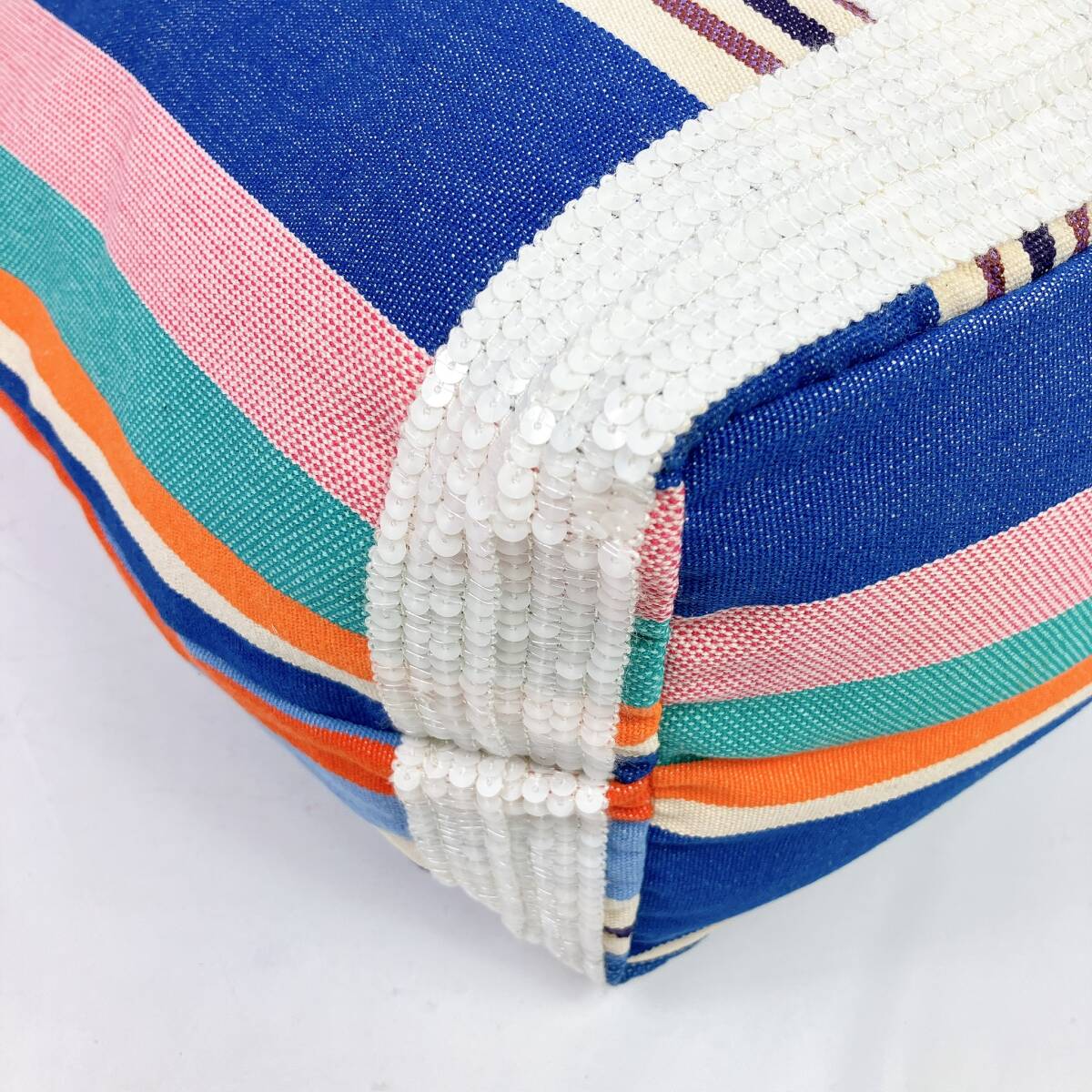 D20380 Vanessabruno Vanessa Bruno Le Cabasla* бегемот s парусина большая сумка Франция производства полоса голубой белый синий белый 