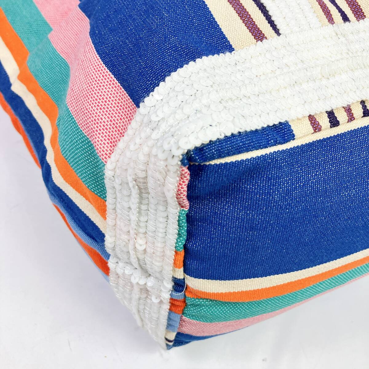 D20380 Vanessabruno Vanessa Bruno Le Cabasla* бегемот s парусина большая сумка Франция производства полоса голубой белый синий белый 