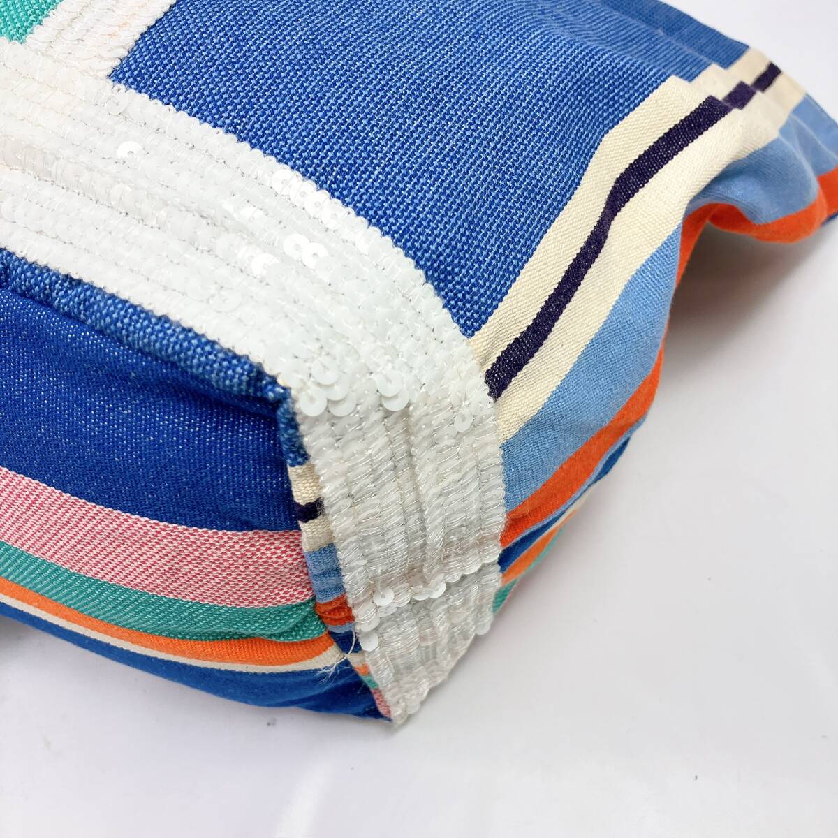 D20380 Vanessabruno Vanessa Bruno Le Cabasla* бегемот s парусина большая сумка Франция производства полоса голубой белый синий белый 