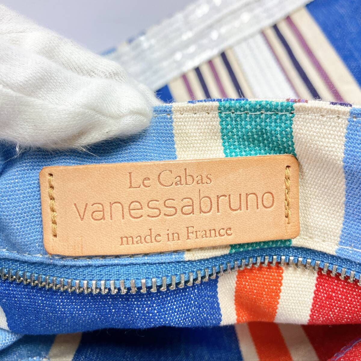 D20380 Vanessabruno Vanessa Bruno Le Cabasla* бегемот s парусина большая сумка Франция производства полоса голубой белый синий белый 