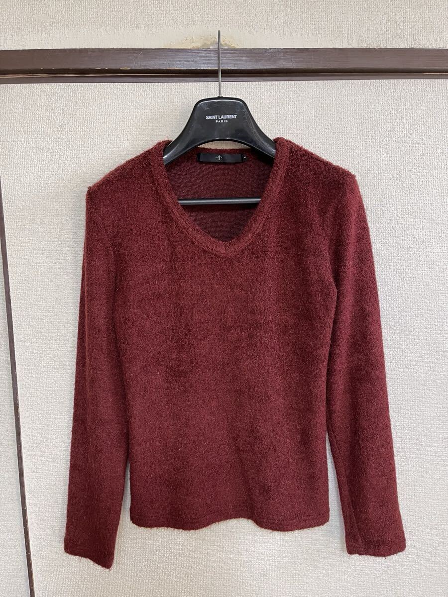 【良品】【レターパックプラス対応】 NO-ID ノーアイディー KNIT ニット セーター 長袖 アクリル Burgundy バーガンディ 即決早い者勝ち_画像3