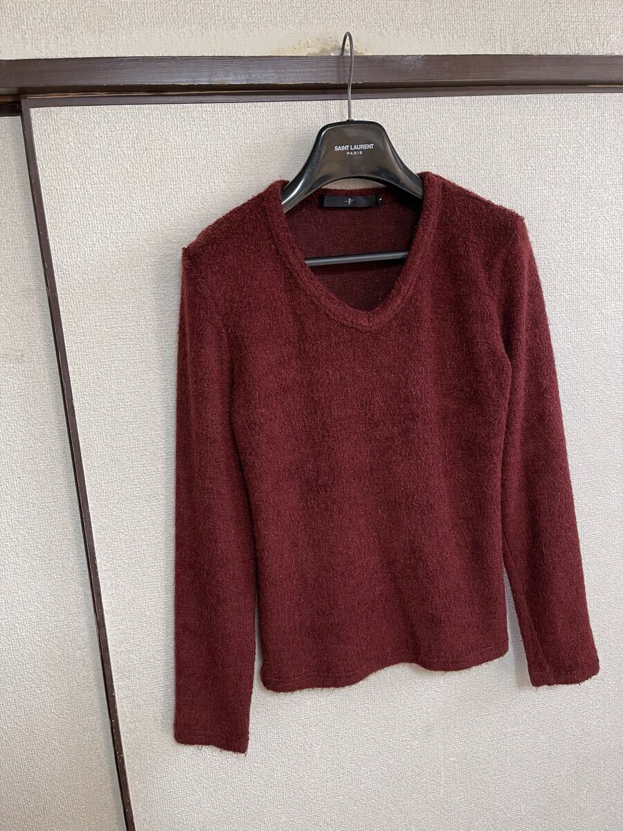 【良品】【レターパックプラス対応】 NO-ID ノーアイディー KNIT ニット セーター 長袖 アクリル Burgundy バーガンディ 即決早い者勝ち_画像4