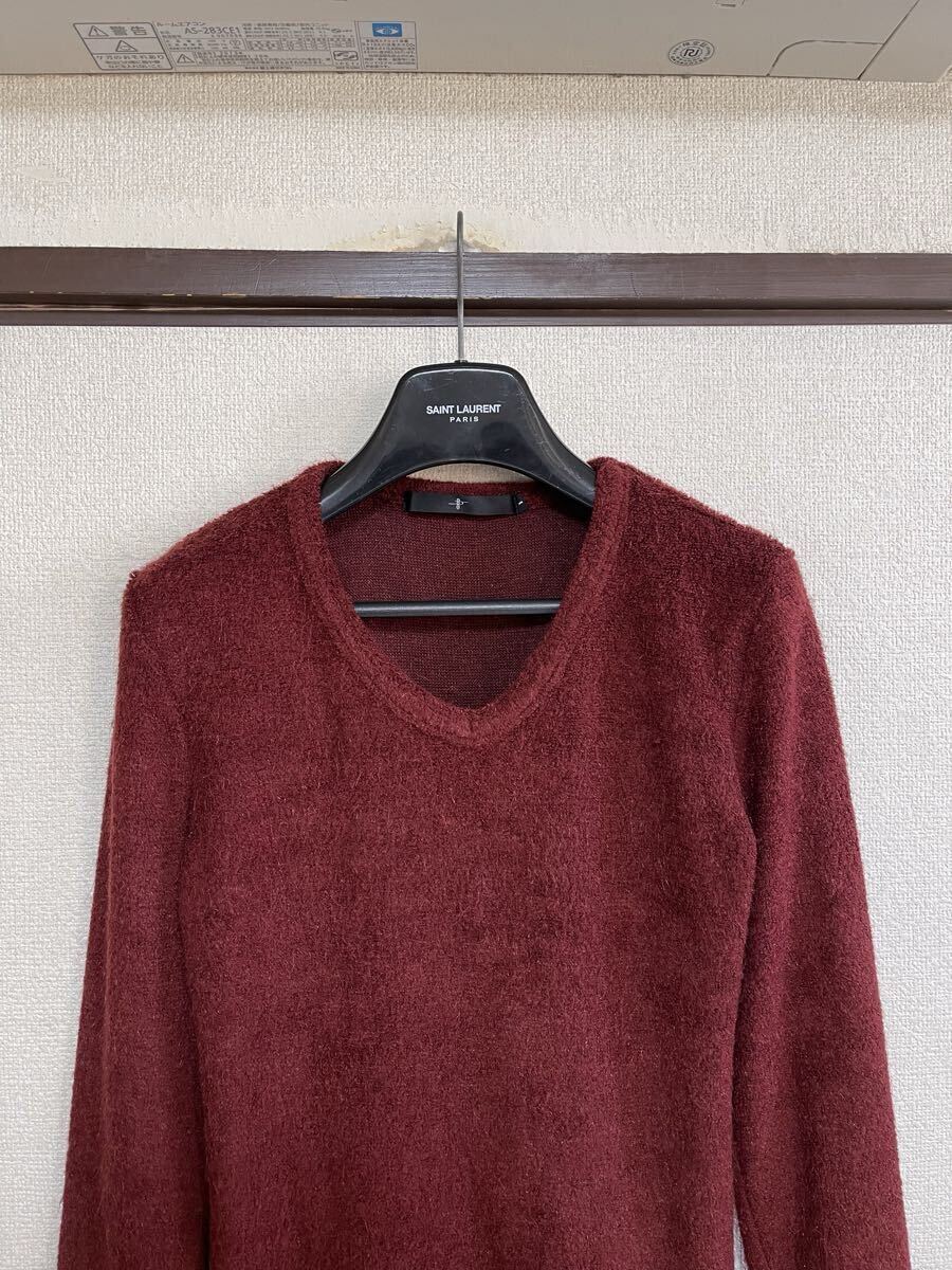 【良品】【レターパックプラス対応】 NO-ID ノーアイディー KNIT ニット セーター 長袖 アクリル Burgundy バーガンディ 即決早い者勝ち_画像6