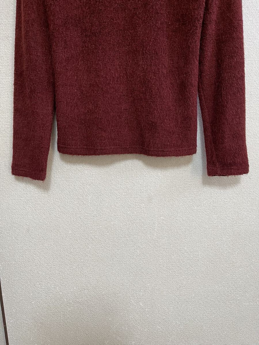 【良品】【レターパックプラス対応】 NO-ID ノーアイディー KNIT ニット セーター 長袖 アクリル Burgundy バーガンディ 即決早い者勝ち_画像7