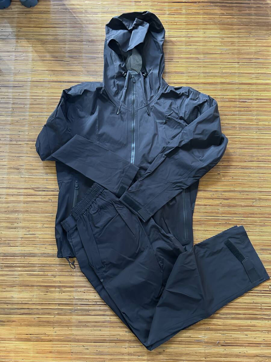 * Shimano *SHIMANO непромокаемый костюм простой . чёрный размер LL размер прекрасный товар *