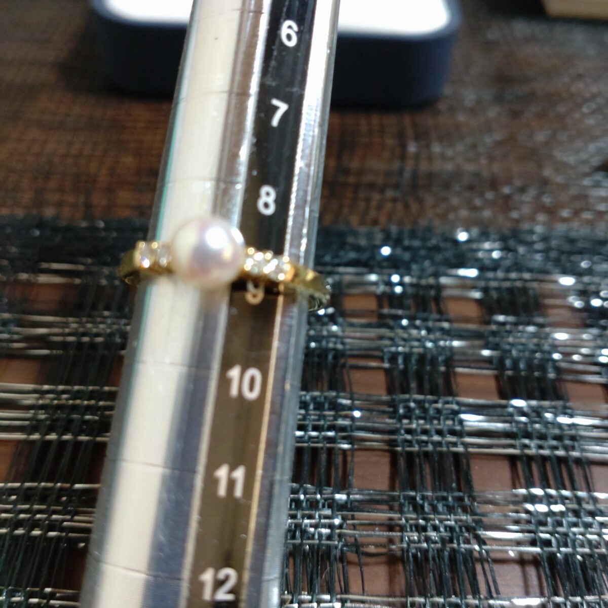 ★★ミキモト『MIKIMOTO』《5.7ミリベビーパール・ダイヤ リング》サイズ9号 ☆極美品☆ ★★_画像6